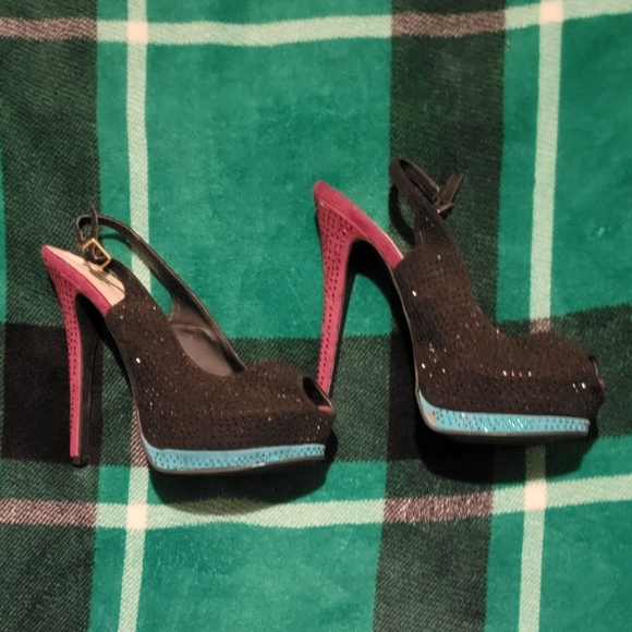 🔥HP🔥WOMENS OLSENBOYE PLATFORM STUDDED STILETTO HEELS MULTI COLORED SIZE 9.5 - Picture 9 of 12